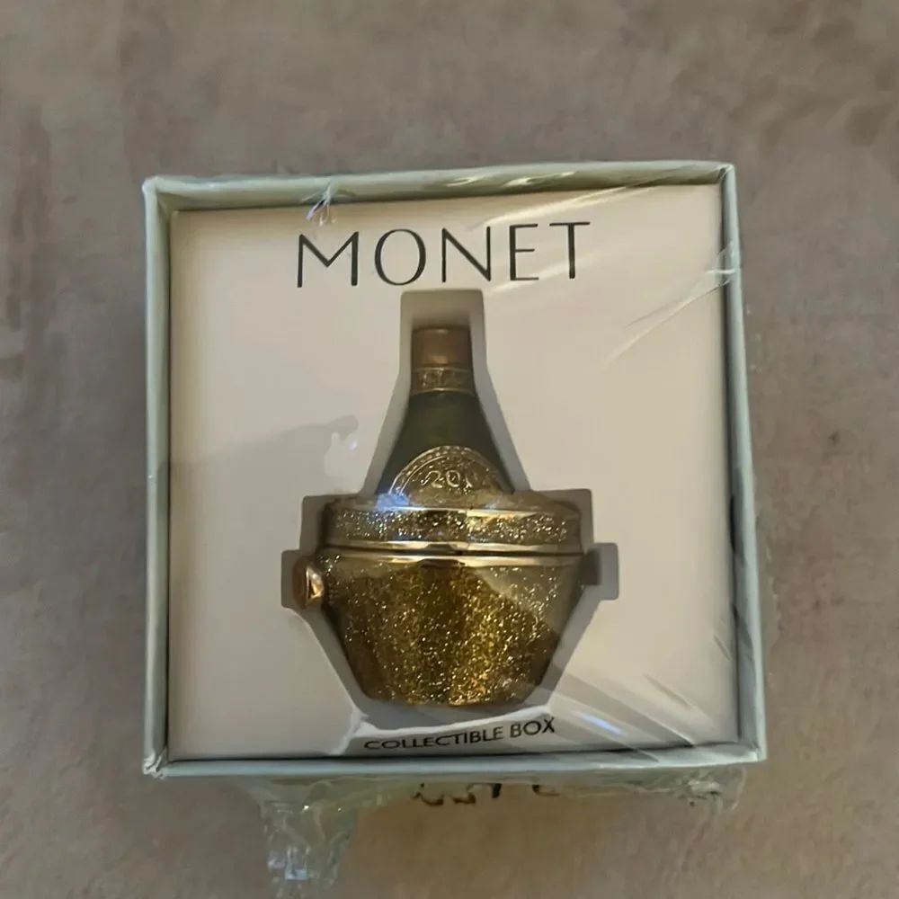 Monet Trinket Box Champagne Wine Bottle Design Sealed in Box